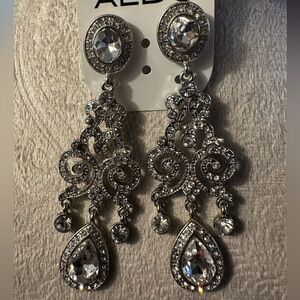 ALDO Silver Crystal Chandelier Drop Earrings